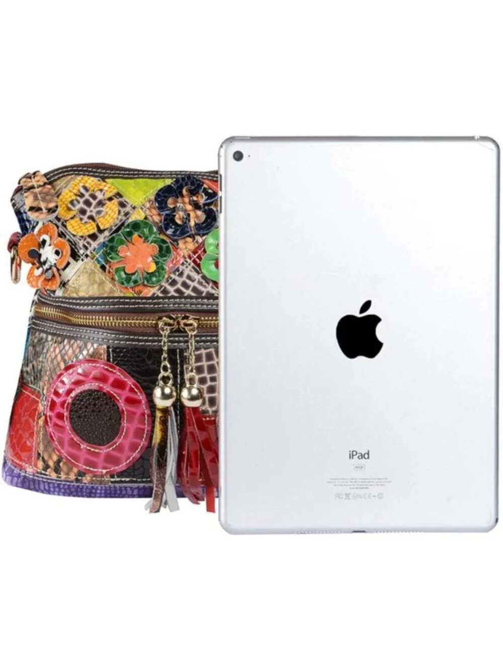 Colorful Floral Crossbody Bag | Vintage Cowhide Leather Shoulder Purse